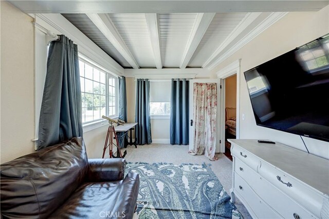 455 W 20th St, Merced, CA 95340 - bedroom with light colored carpet and beam ceiling