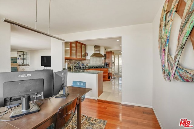 office area featuring light wood-type flooring