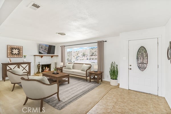 view of tiled living room