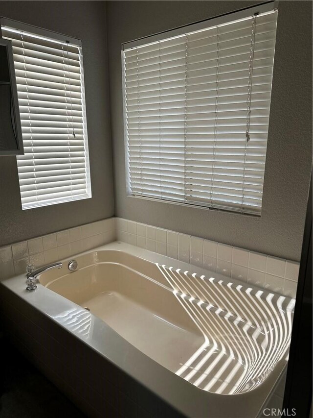 bathroom featuring a tub and plenty of natural light