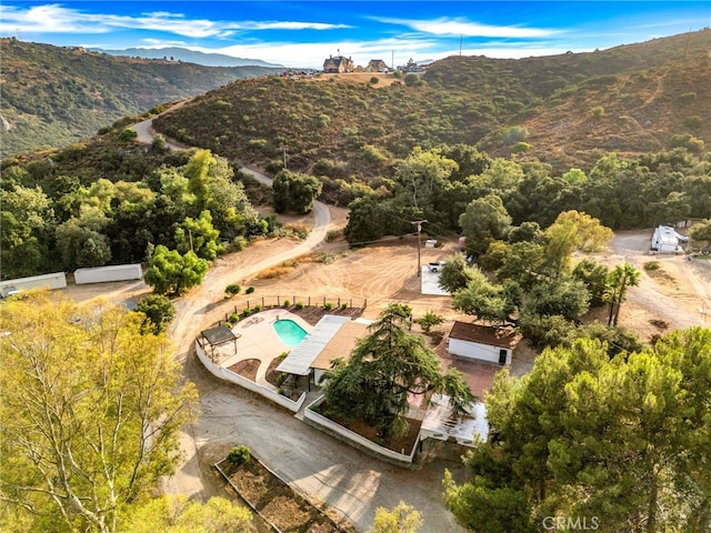 bird's eye view with a mountain view