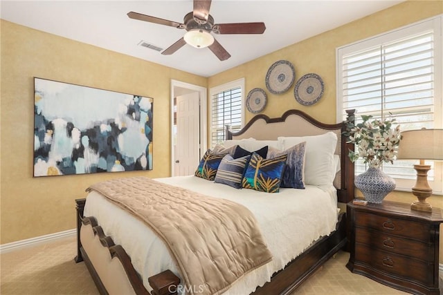 bedroom featuring ceiling fan