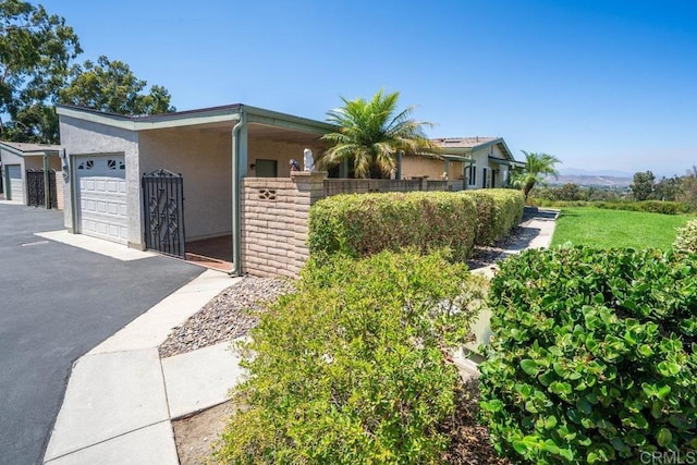 exterior space featuring a garage