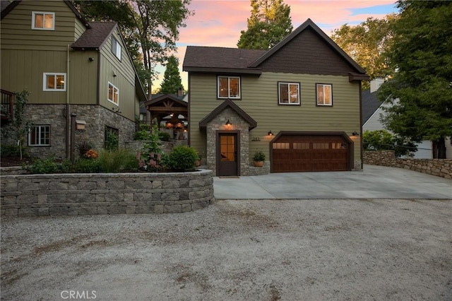 view of front of house with a garage