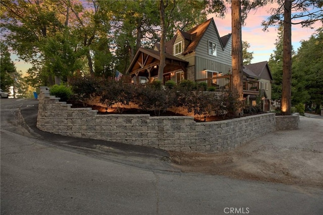 view of property exterior at dusk