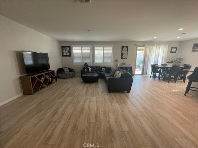 living room featuring light hardwood / wood-style flooring