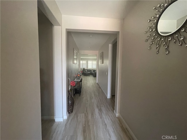 hall featuring light hardwood / wood-style flooring