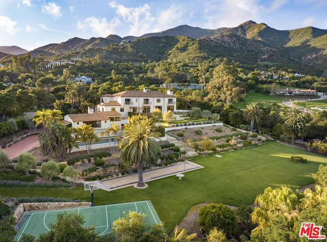 aerial view featuring a mountain view