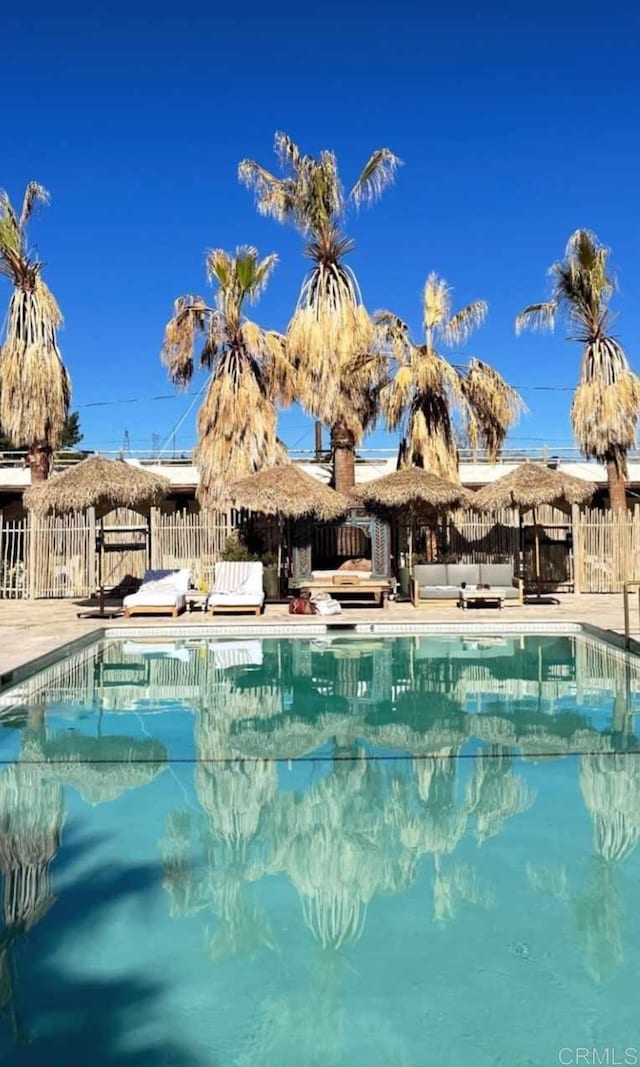 view of swimming pool featuring a patio