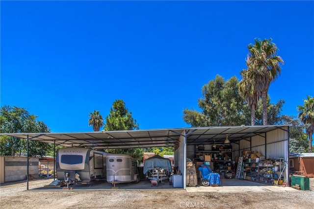 exterior space featuring a carport