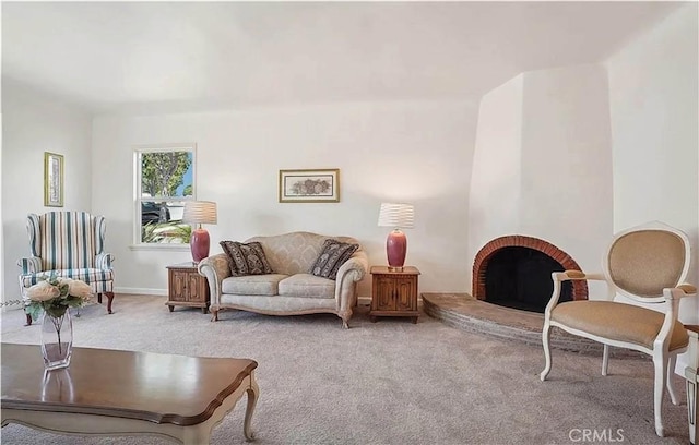 living room featuring light colored carpet