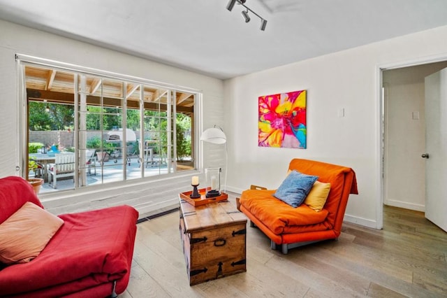 sitting room featuring light hardwood / wood-style floors