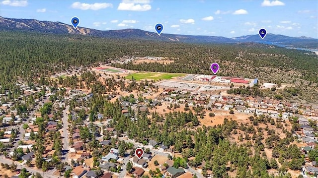 aerial view with a mountain view