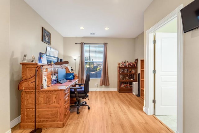 office featuring light hardwood / wood-style floors