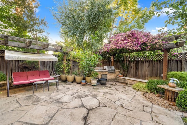 view of patio with area for grilling