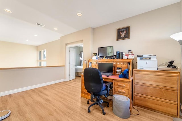 office featuring light hardwood / wood-style floors