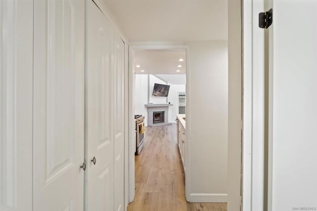 hall featuring light hardwood / wood-style flooring