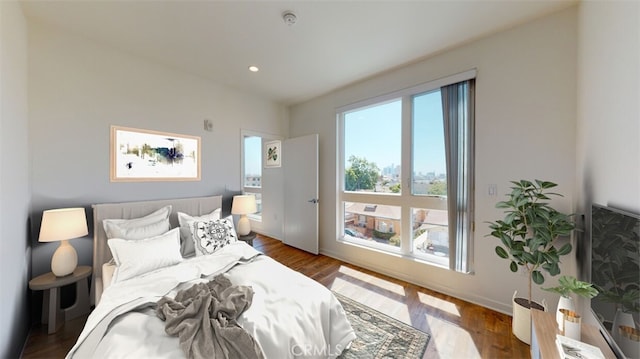 bedroom featuring hardwood / wood-style flooring