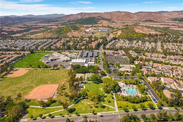 aerial view featuring a mountain view