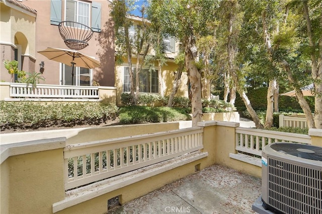 view of patio featuring central AC unit