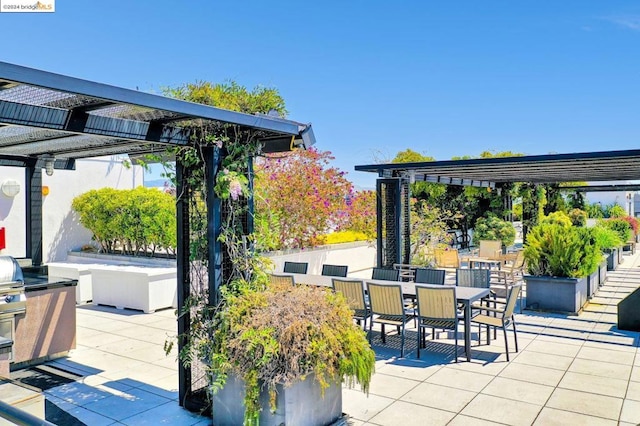 view of patio / terrace featuring a pergola