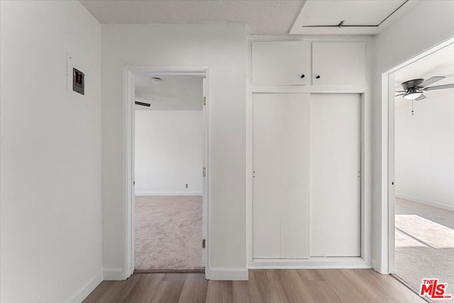 hall with light hardwood / wood-style floors