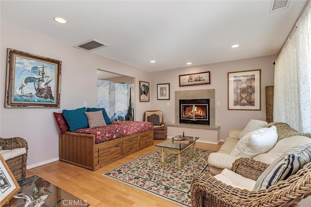 living room featuring hardwood / wood-style flooring