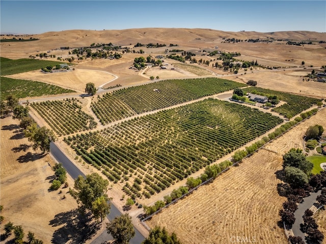 bird's eye view with a mountain view and a rural view