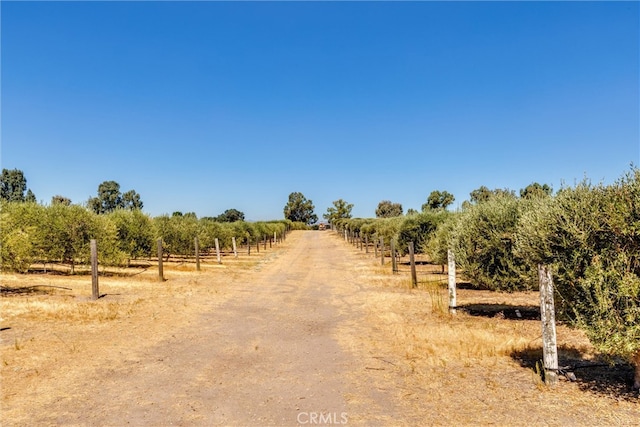 view of road with a rural view