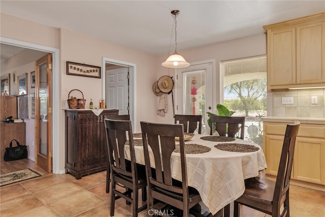 view of tiled dining room