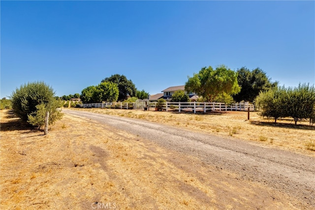 view of road with a rural view