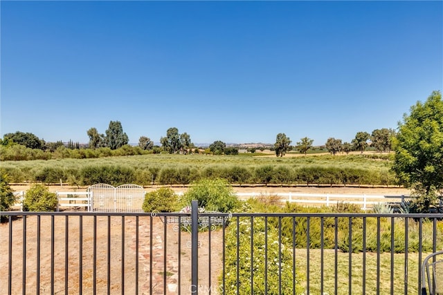 view of yard with a rural view