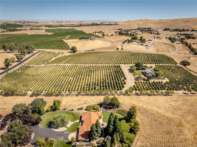 birds eye view of property with a rural view