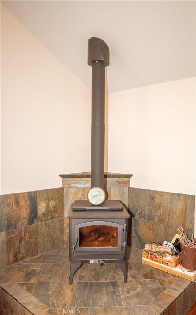 details featuring a wood stove