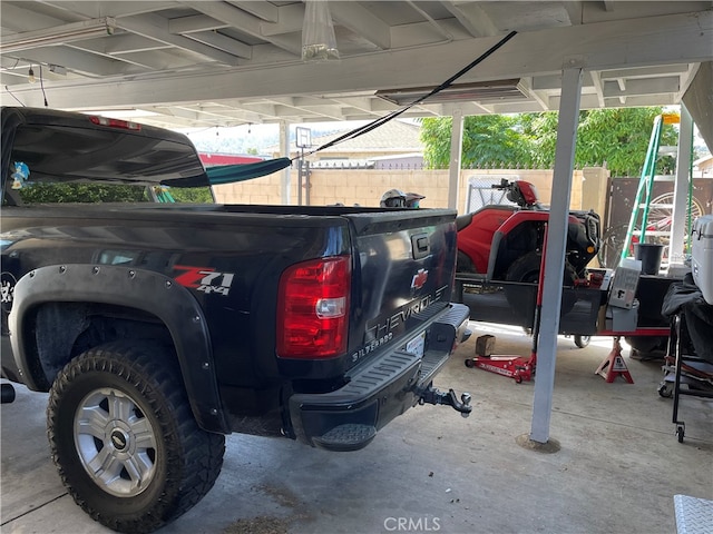 garage with a carport