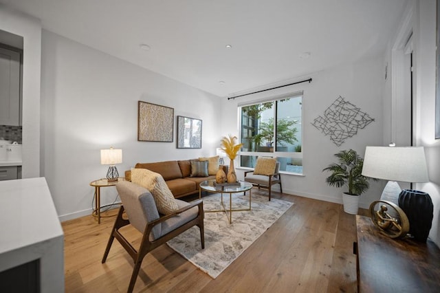 living room featuring light hardwood / wood-style floors