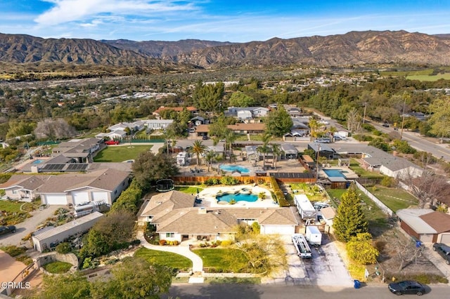 bird's eye view with a mountain view and a residential view