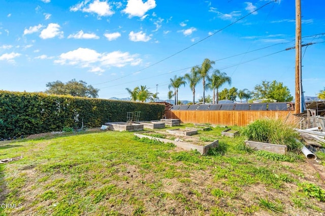view of yard with fence and a garden