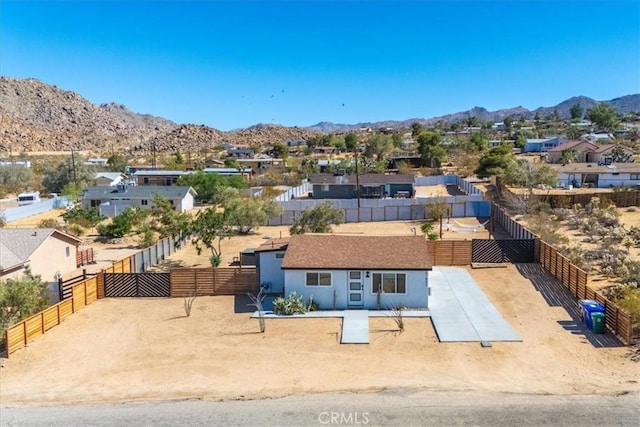 61853 Grand View Cir, Joshua Tree, CA 92252 - exterior space with fence, a residential view, and a mountain view