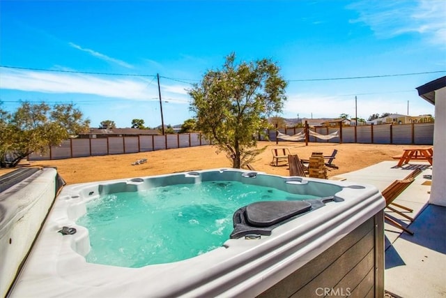 61853 Grand View Cir, Joshua Tree, CA 92252 - view of pool with a fenced backyard and a hot tub