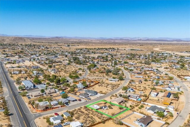 61853 Grand View Cir, Joshua Tree, CA 92252 - drone / aerial view with a desert view and a mountain view