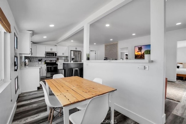 61853 Grand View Cir, Joshua Tree, CA 92252 - dining room featuring recessed lighting, baseboards, and dark wood finished floors