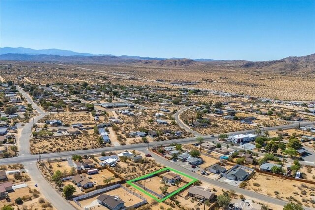 61853 Grand View Cir, Joshua Tree, CA 92252 - bird's eye view featuring a mountain view and a desert view