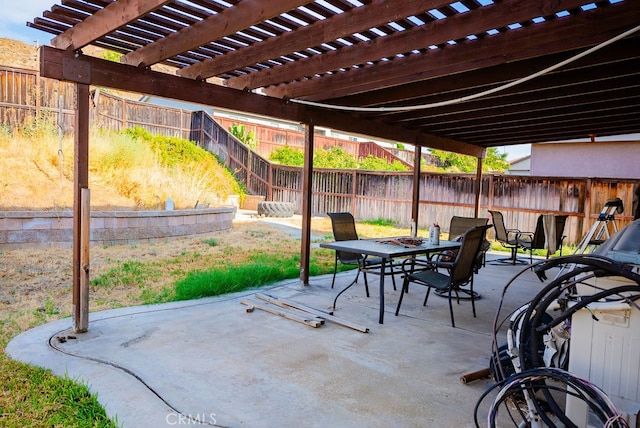 view of patio featuring a pergola