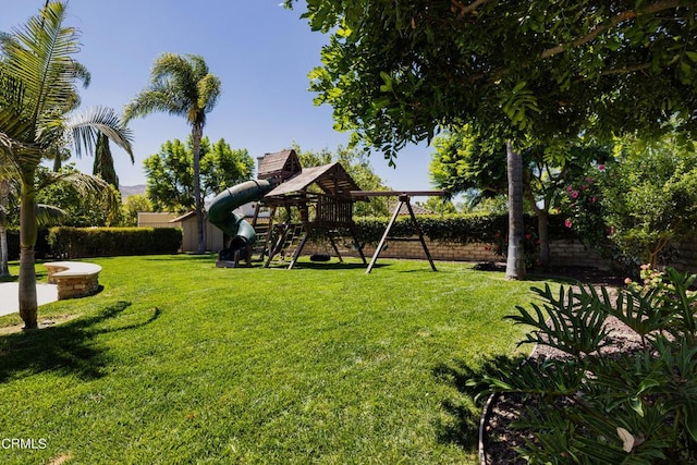 view of yard featuring a playground