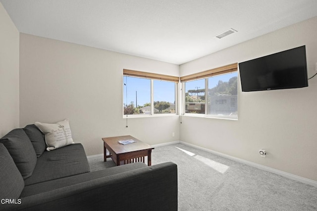 living room featuring carpet flooring