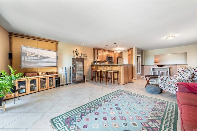 view of tiled living room