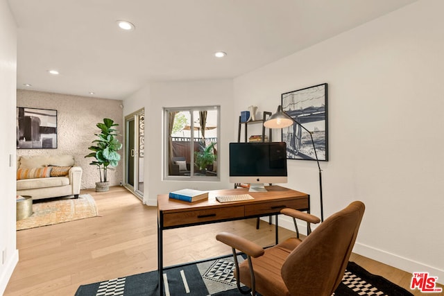 office space featuring light wood-type flooring