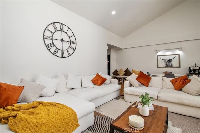 43334 32nd St W Unit 44, Lancaster, CA 93536 - living area featuring high vaulted ceiling