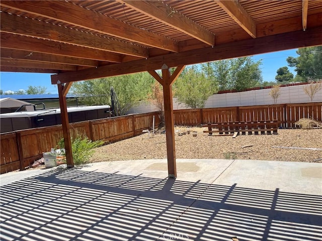 view of patio featuring a pergola